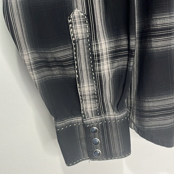 Men’s black Wrangler pearl snap long sleeve shirt with pockets L/XL - Picture 5 of 10